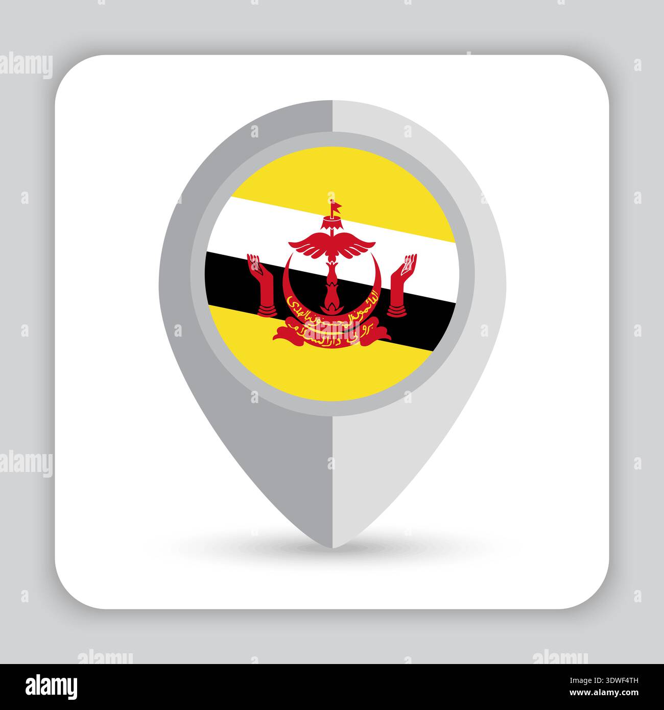 Brunei Flag Pin Map Icon Stock Vector