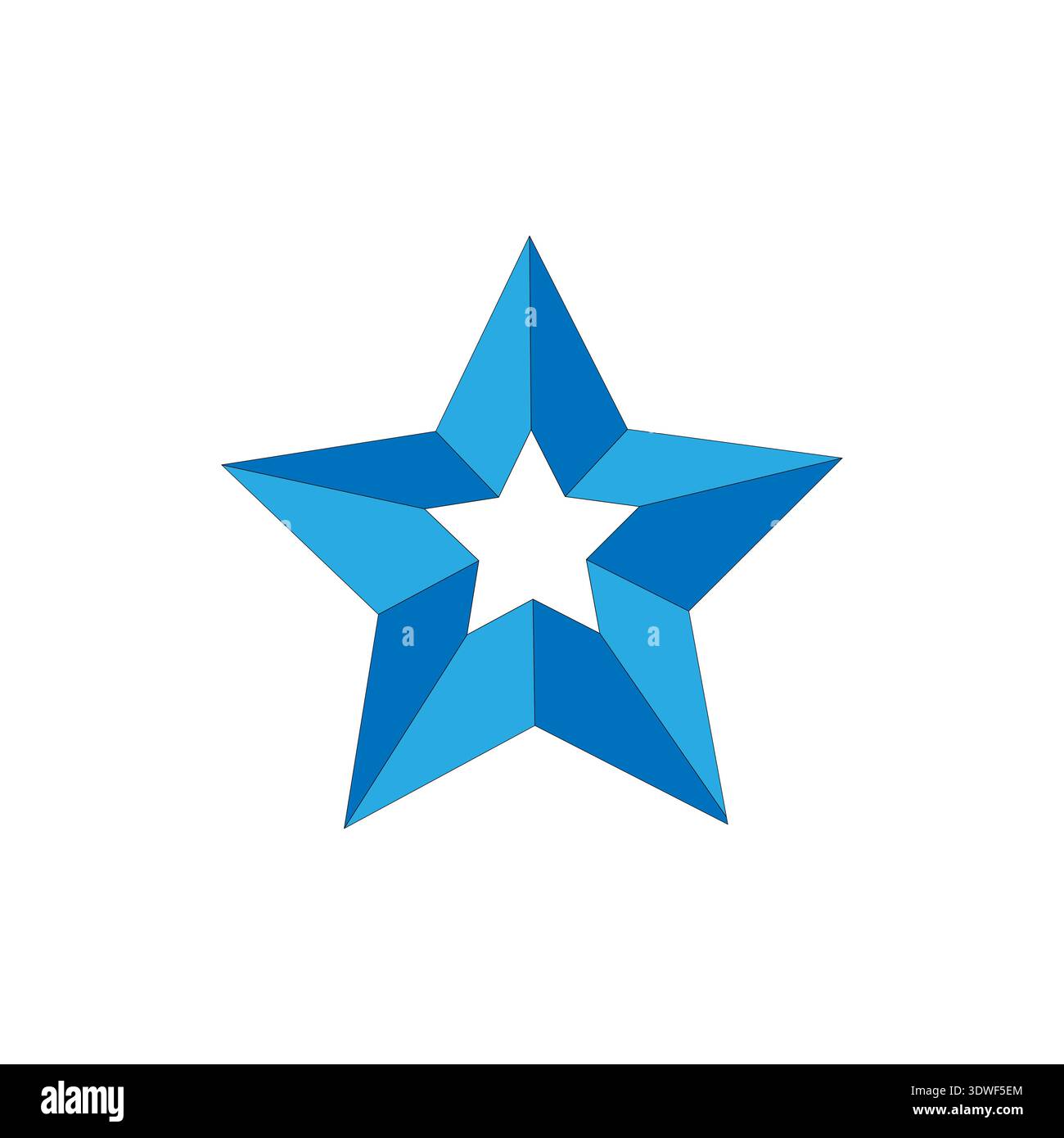 Blue star icon. Sharp pointed shape. Shiny Vector element. Starry cutout symbol. Stock Vector