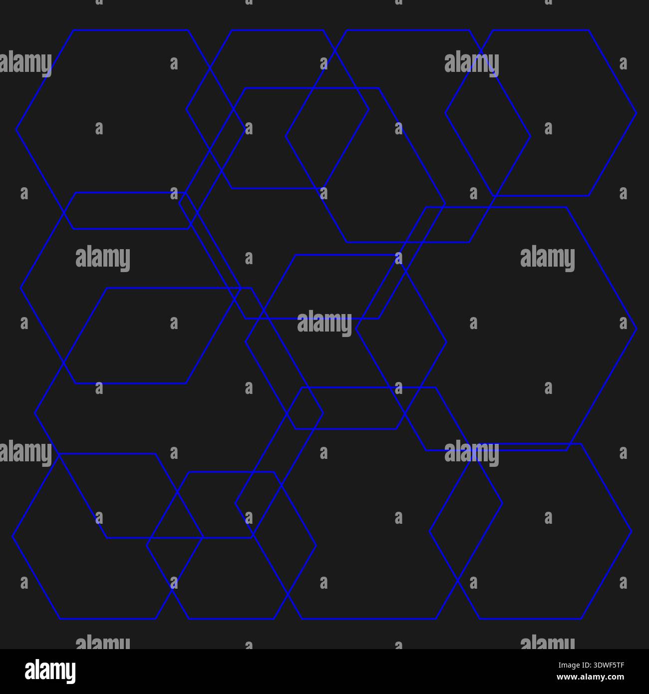 Detailed blue hexagons set. Linear geometric shapes Vector. Modern dark background texture. Complex abstract composition. Stock Vector