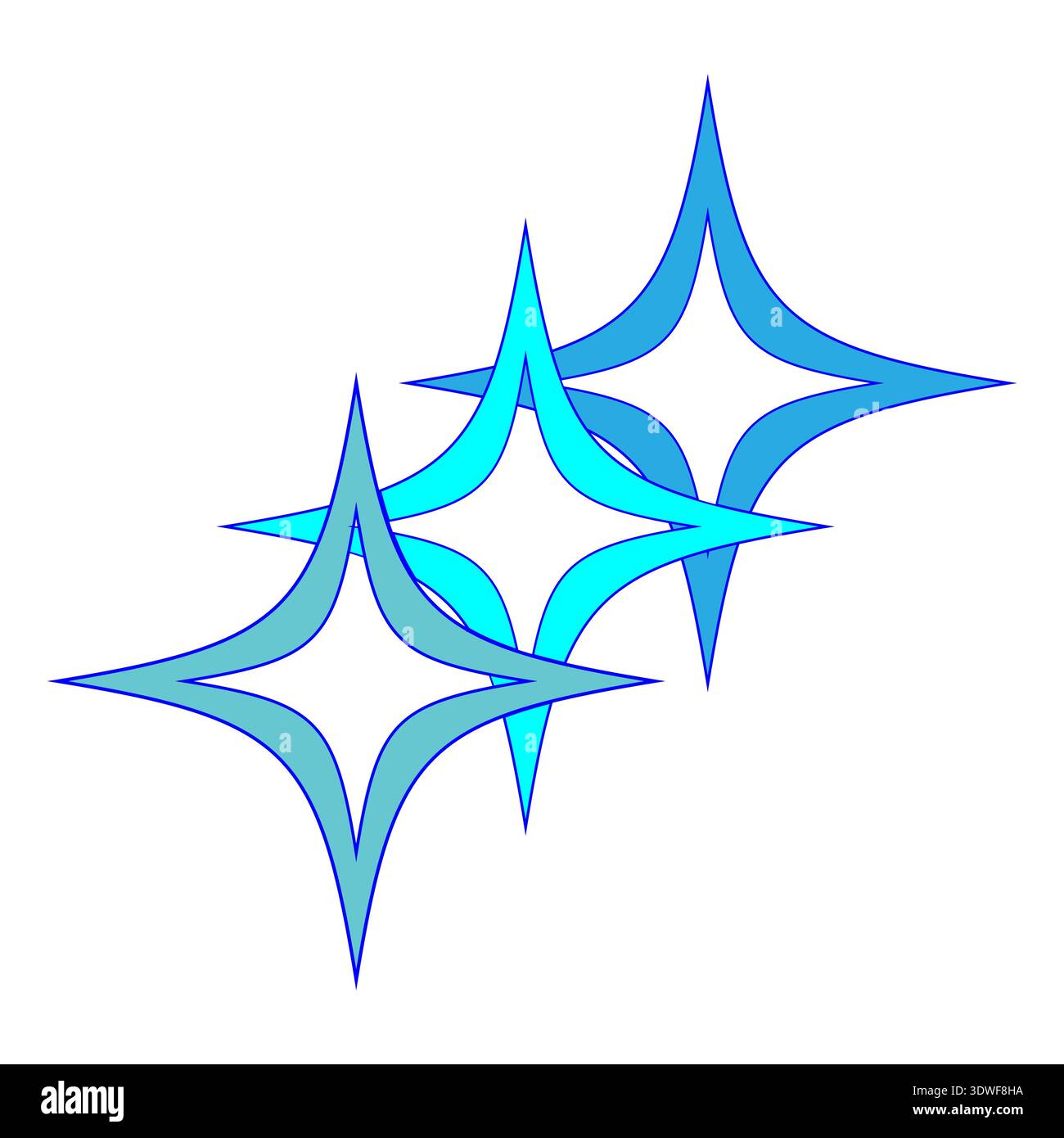 Brilliant luminous sparkles. Extraordinary blue stars Vector. Glistening sapphire symbols. Magnificent iridescent embellishments. Stock Vector