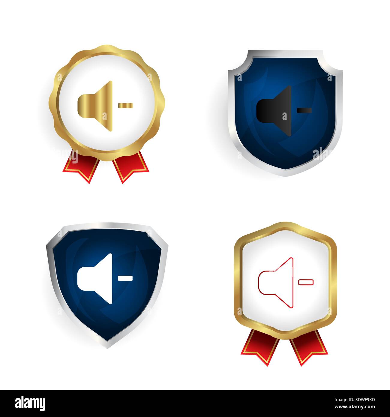 Abstract Decrease Volume Badge and Label Collection, can be used for business designs, presentation designs or any suitable designs. Stock Vector