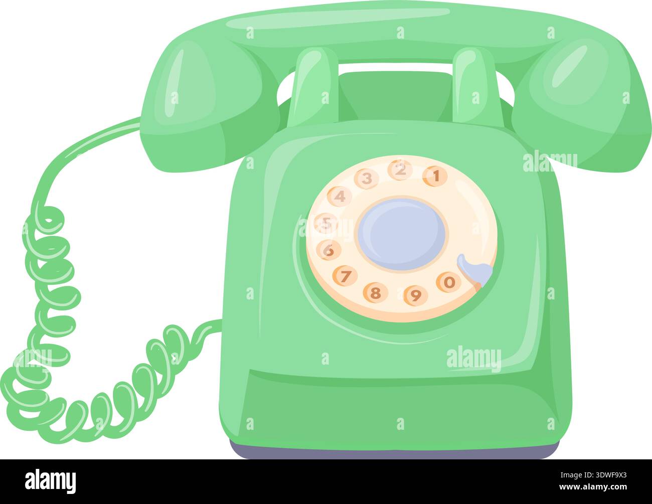 Green house rotary phone device cartoon icon isolated on white background Stock Vector