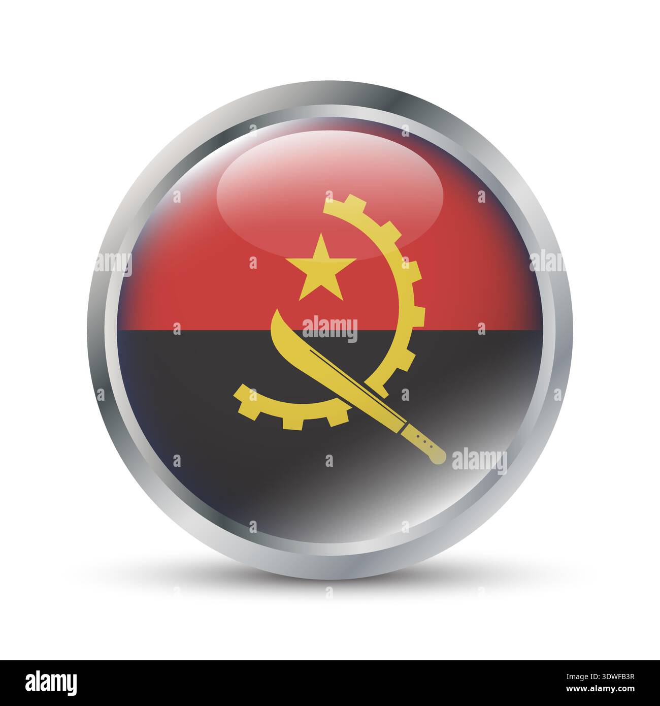 Angola Flag 3D Badge Illustration Stock Vector