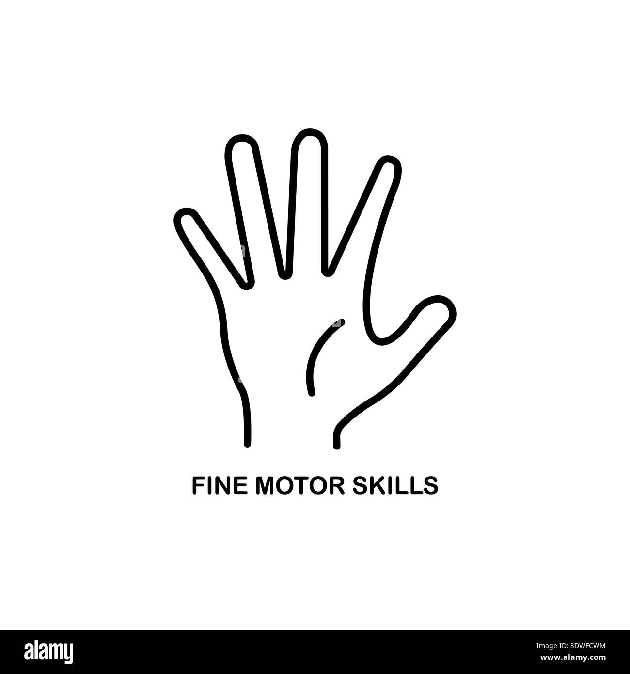 Fine motor skills concept editable stroke outline icon isolated on white background flat vector illustration. Stock Vector