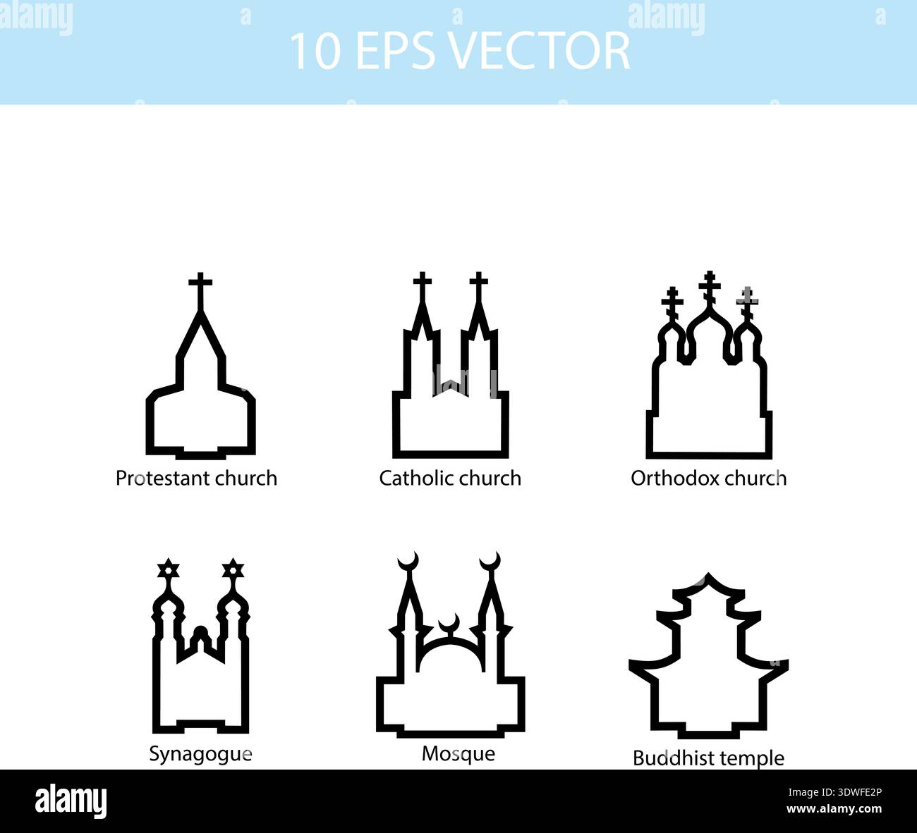 Vector set illustration of temples, vector icons Stock Vector Image ...