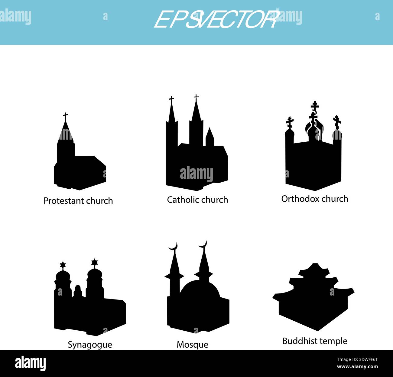 Vector set illustration of temples, vector icons Stock Vector Image ...