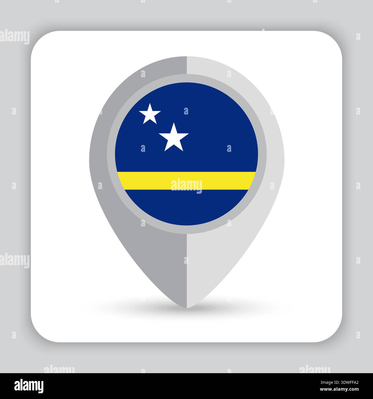Curacao Flag Pin Map Icon Stock Vector