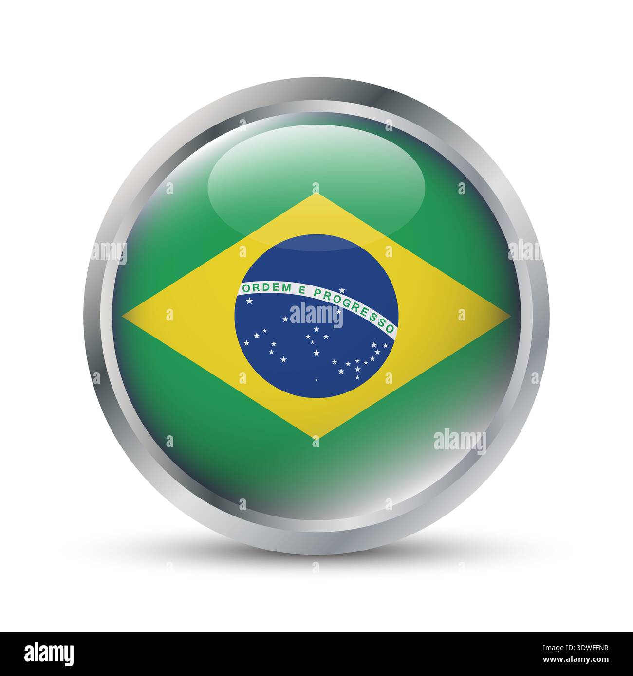 Brazil Flag 3D Badge Illustration Stock Vector