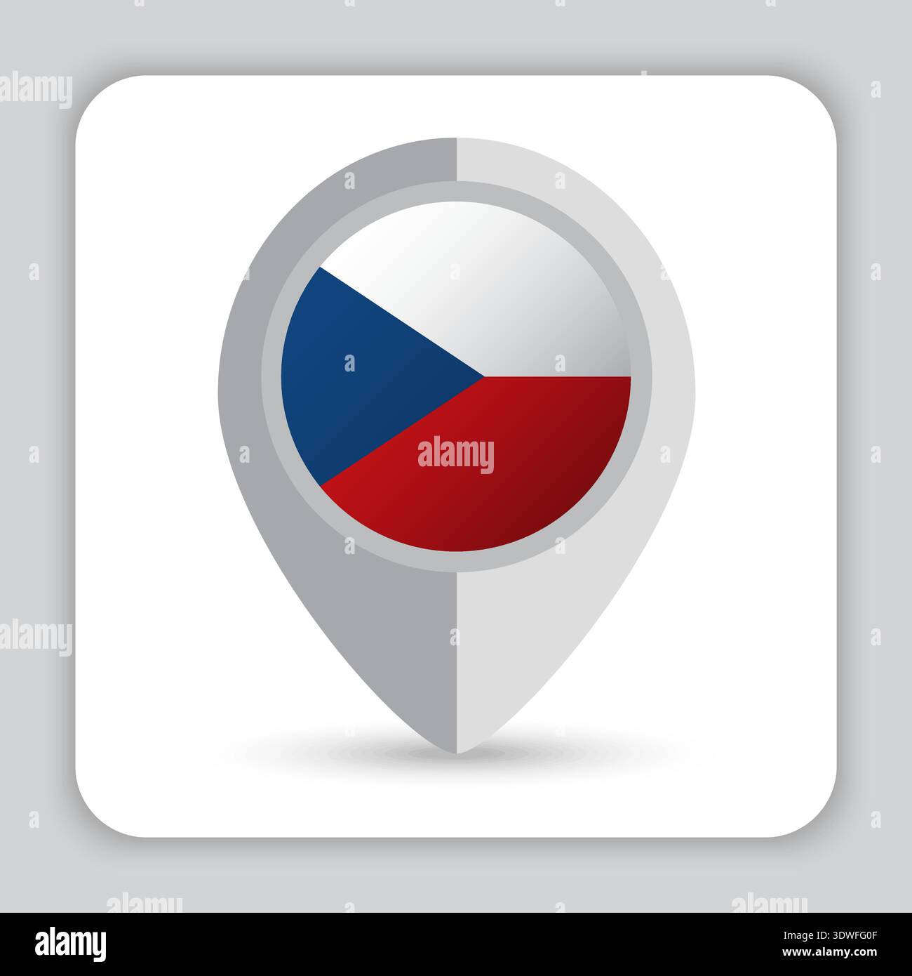 Czech Republic Flag Pin Map Icon Stock Vector