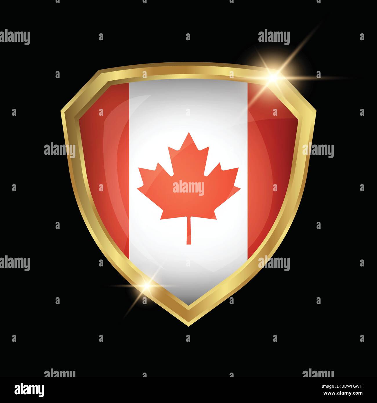 Canada Flag Golden Shield Logo Stock Vector