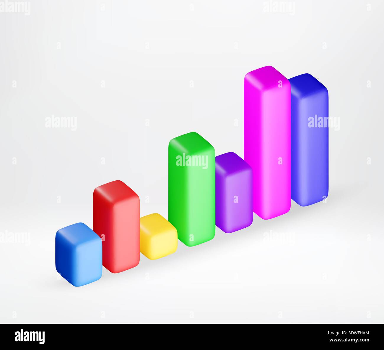 3d Colorful bar chart showing growth. Stock Vector