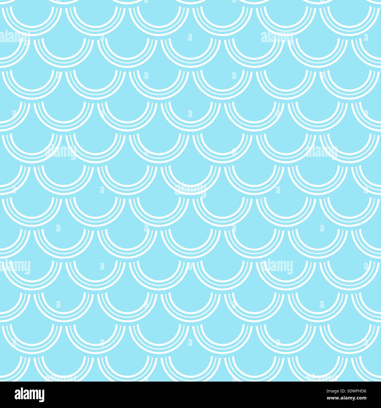 Seamless blue fishscale pattern, decorative style Stock Vector