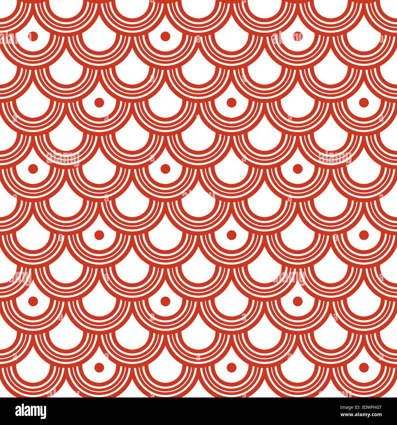 Variation of red fishscale pattern, decorative style Stock Vector