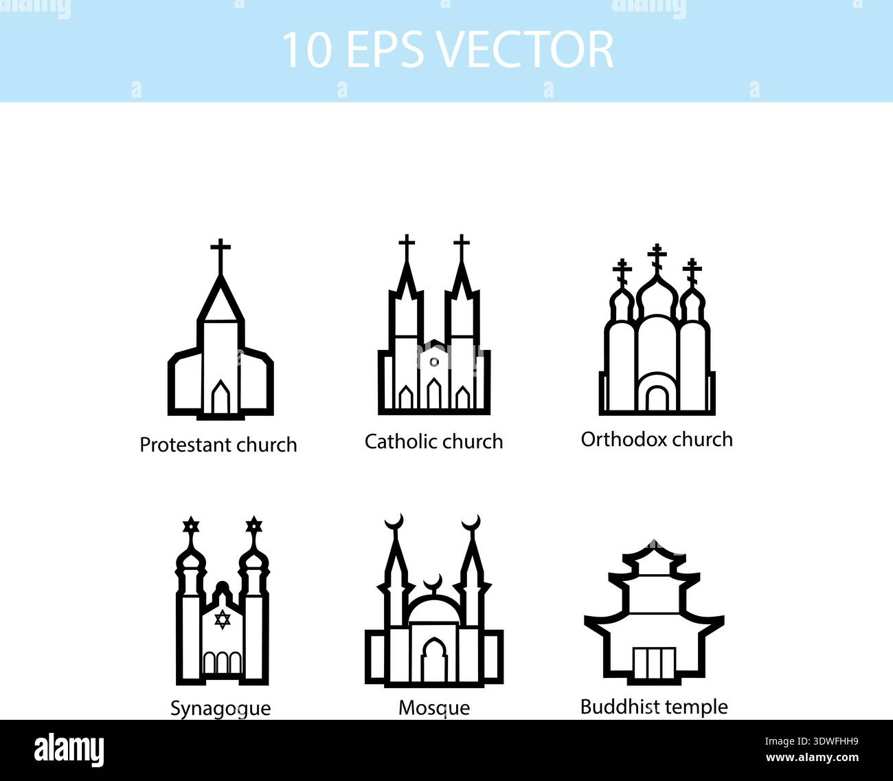 Vector set illustration of temples Stock Vector
