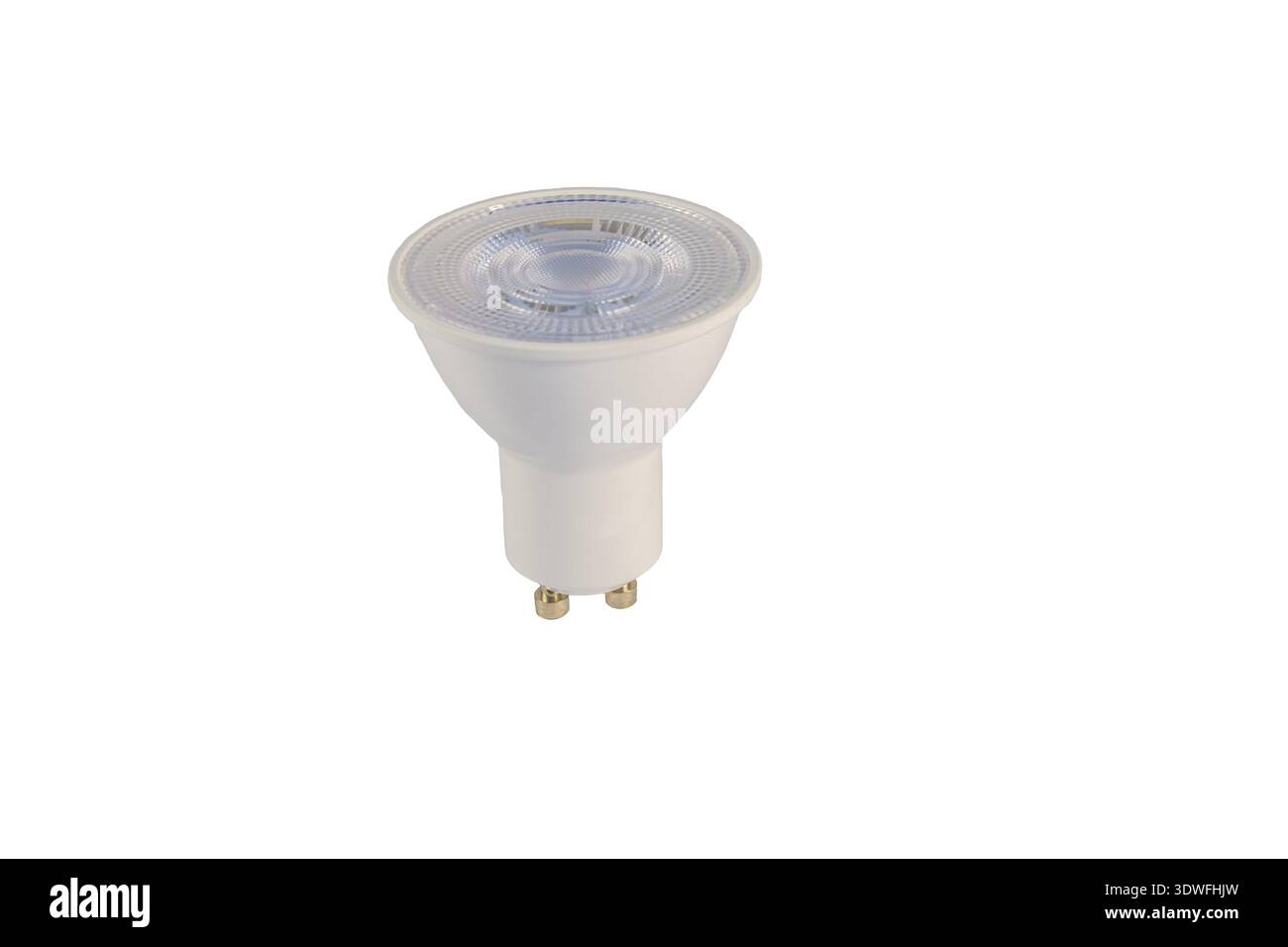 LED spotlight bulb with GU10 fitting, isolated on white background Stock Photo