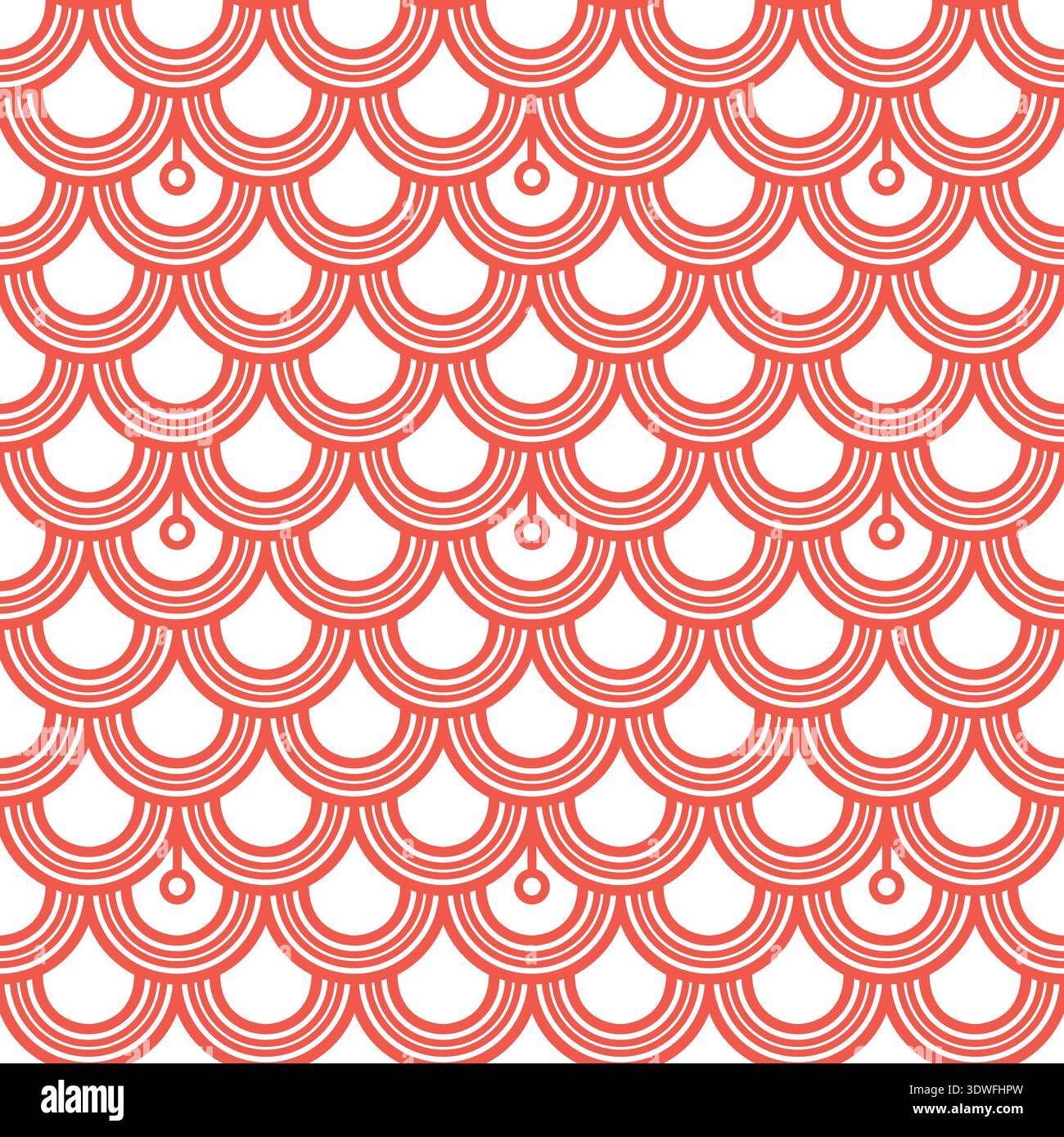 Variation of red fishscale pattern, decorative style Stock Vector