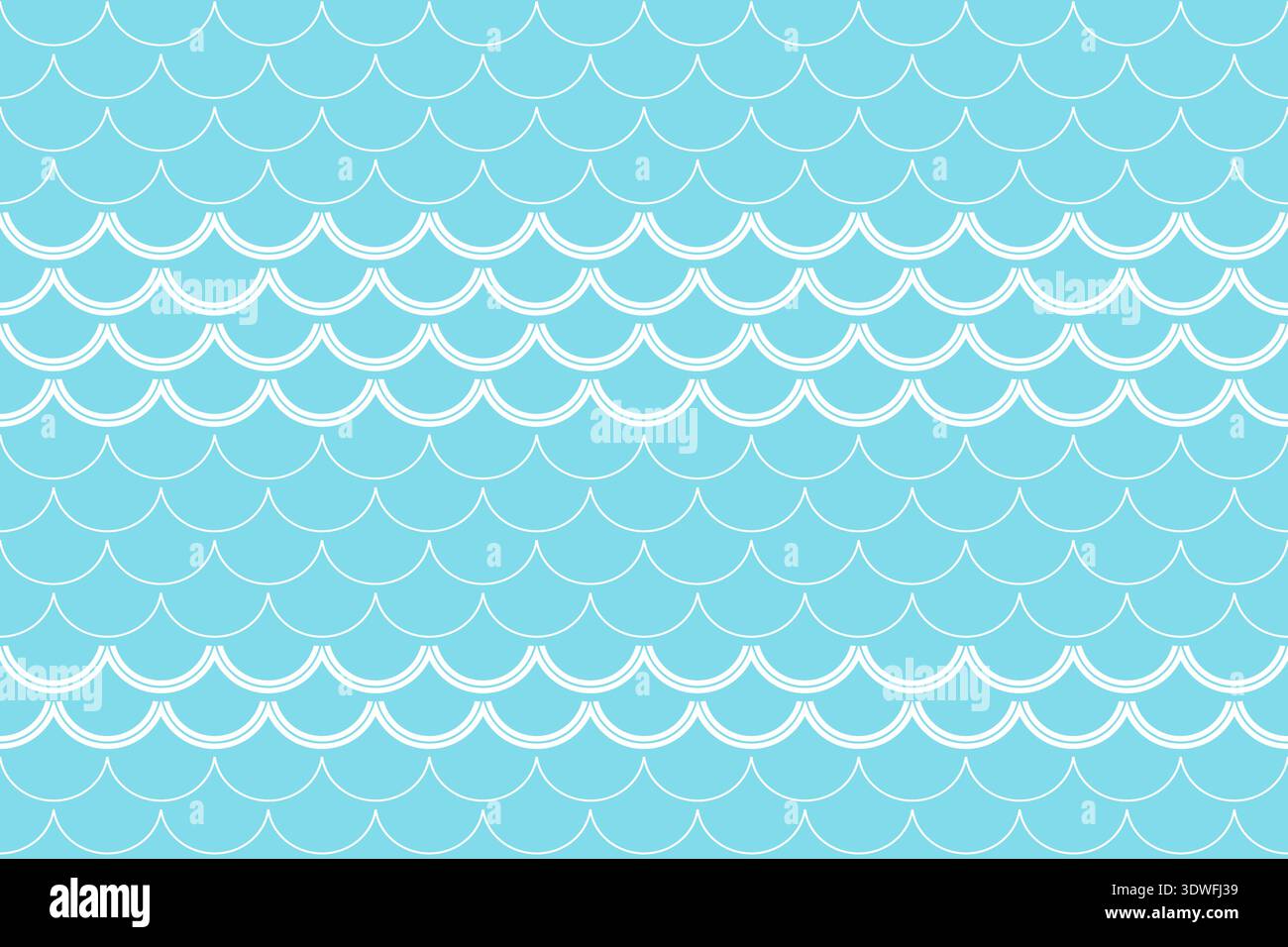 Fishscale marine blue and white horizontal pattern Stock Vector
