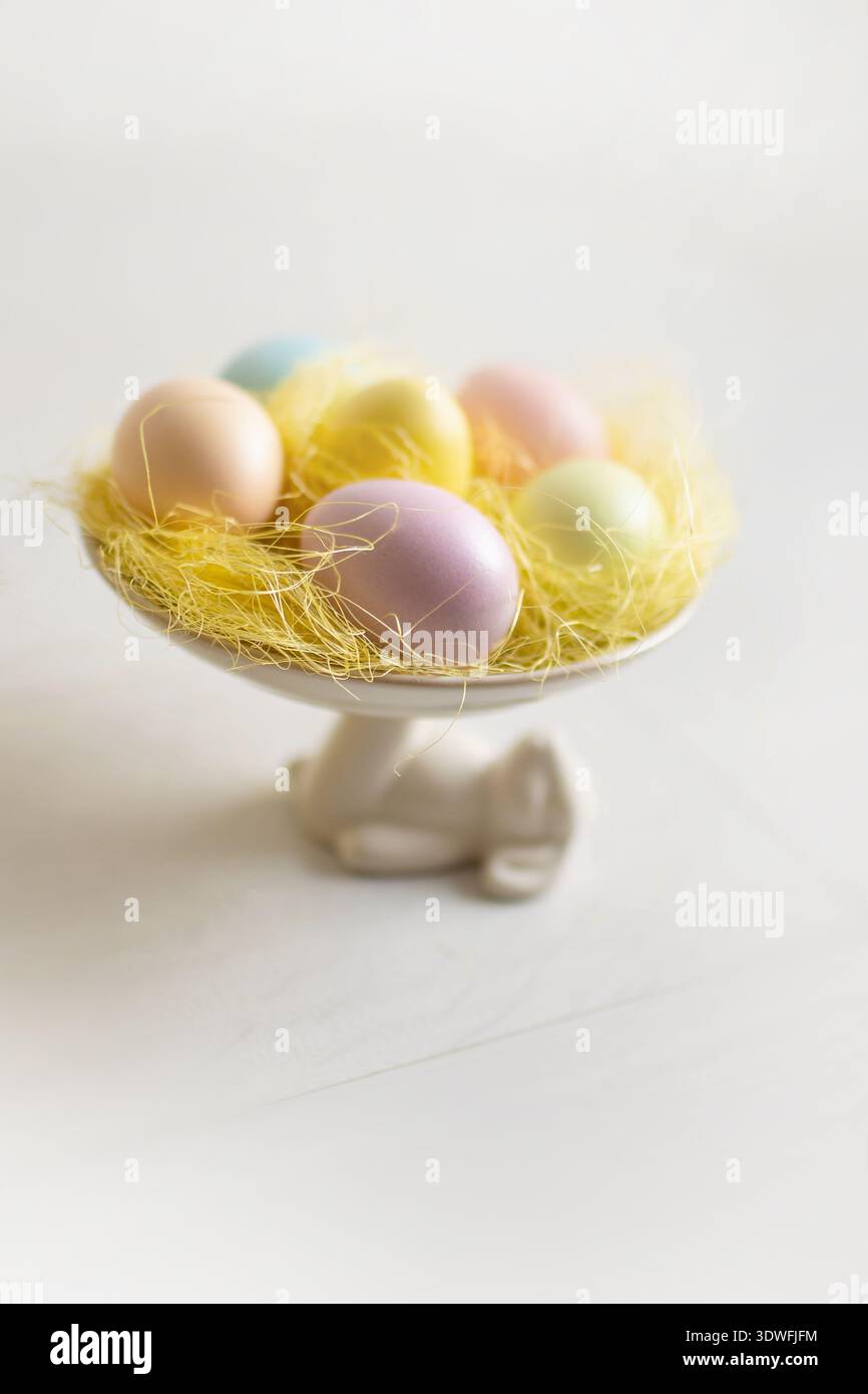 Beautiful Easter still life painted eggs Stock Photo
