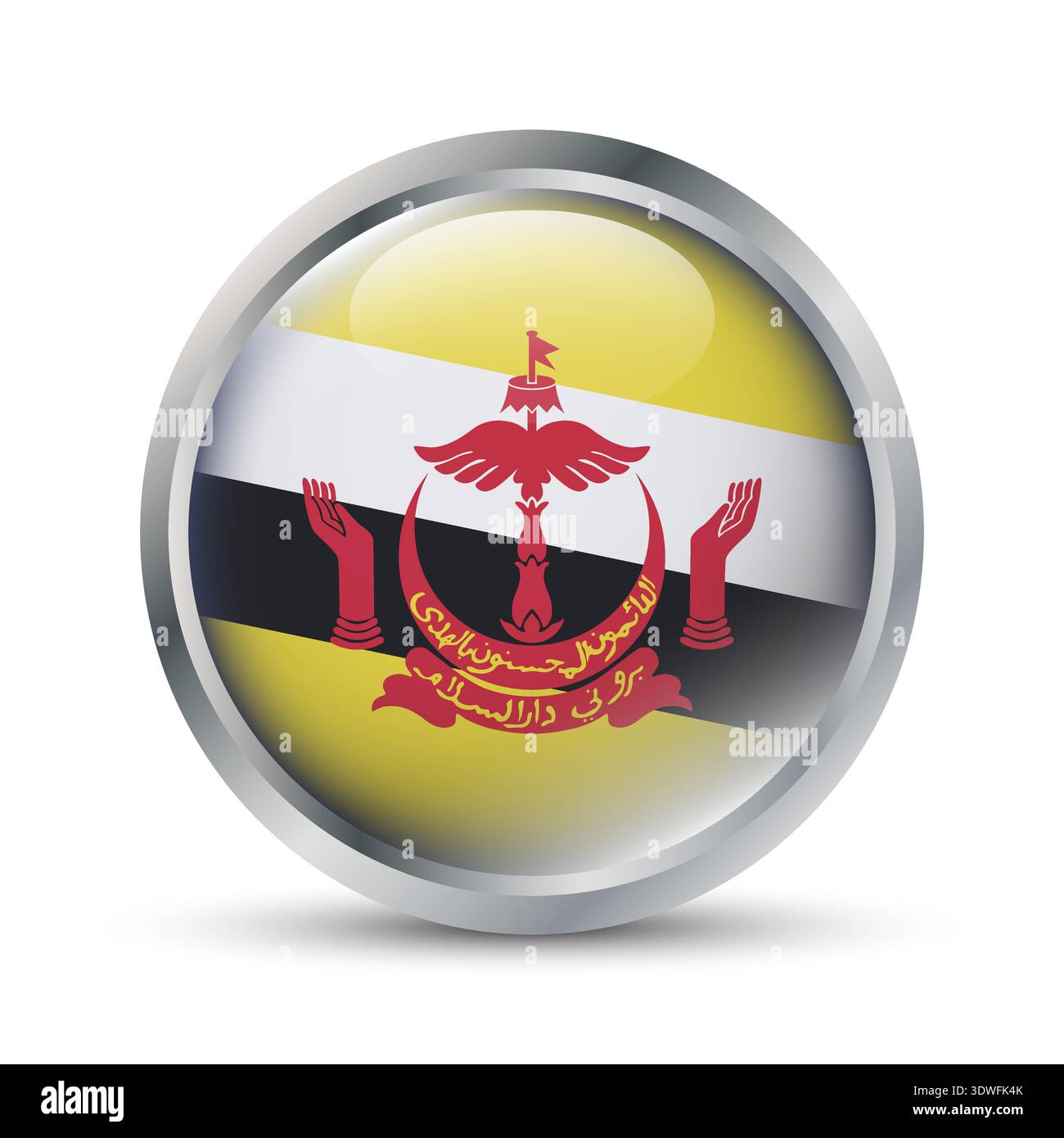 Brunei Flag 3D Badge Illustration Stock Vector