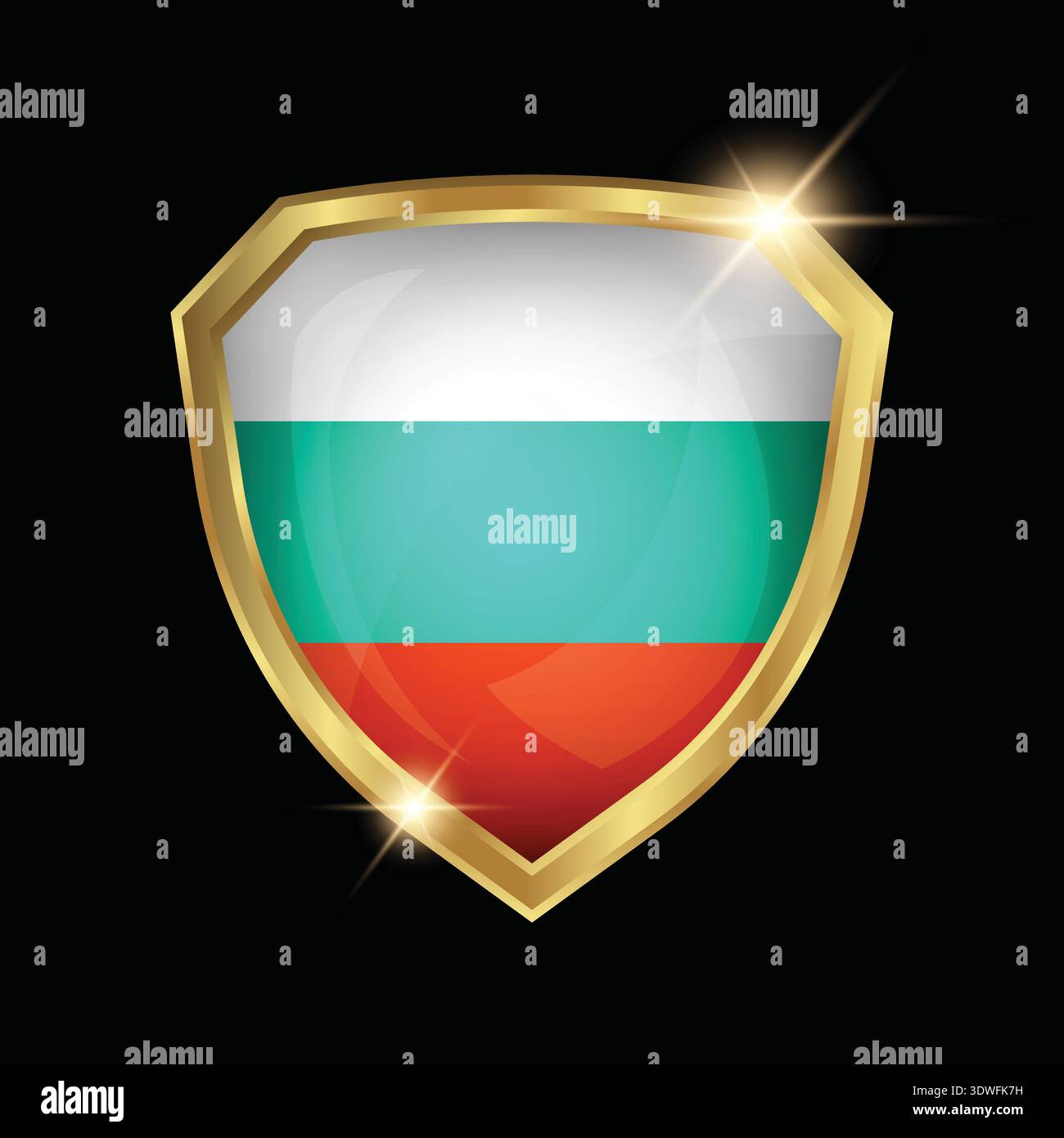 Bulgaria Flag Golden Shield Logo Stock Vector