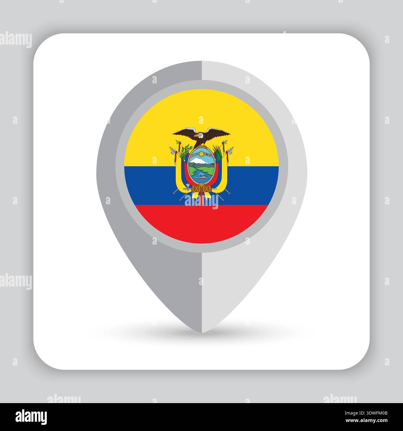 Ecuador Flag Pin Map Icon Stock Vector