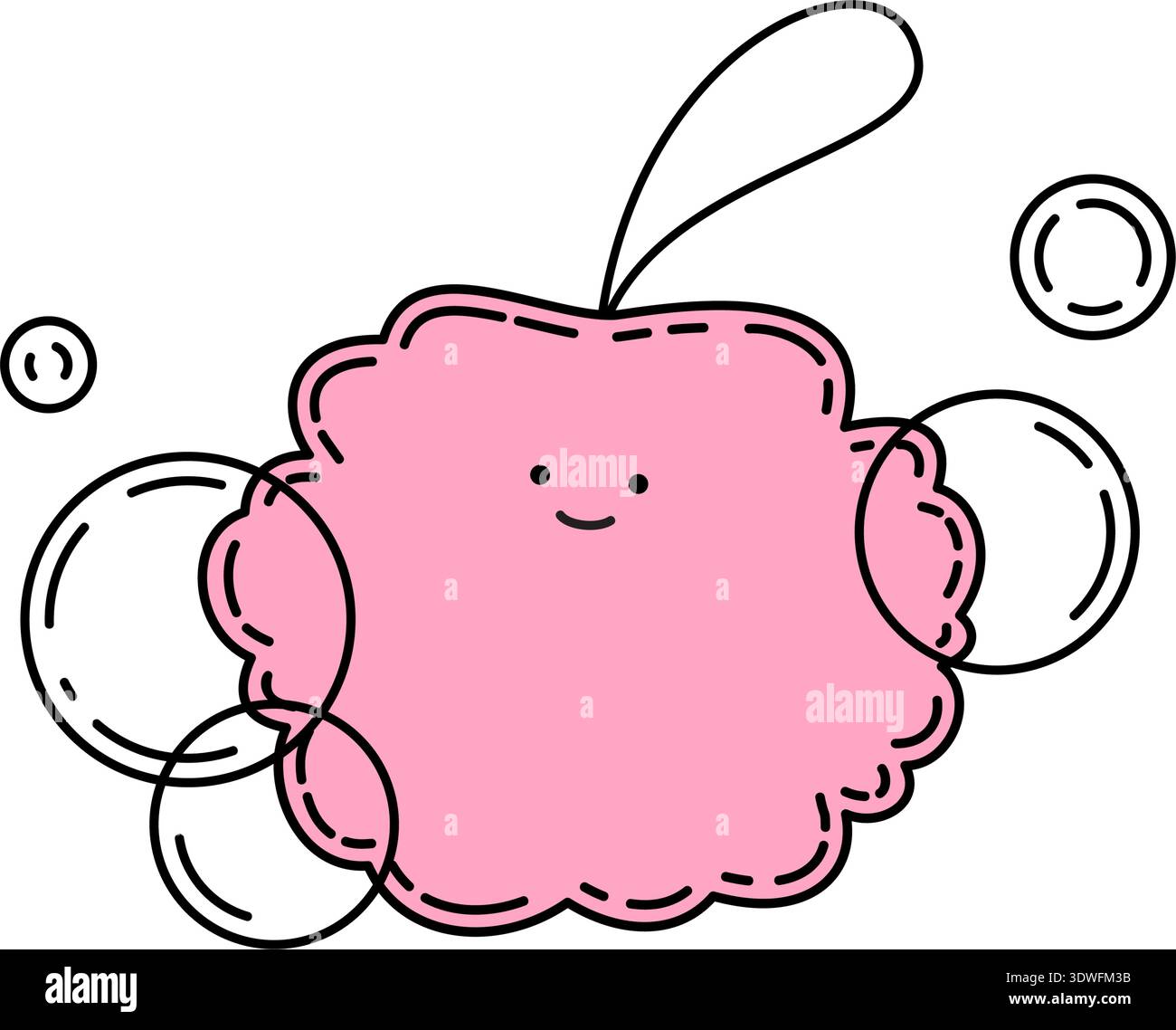 Pink doodle sponge with bubbles, vector Stock Vector