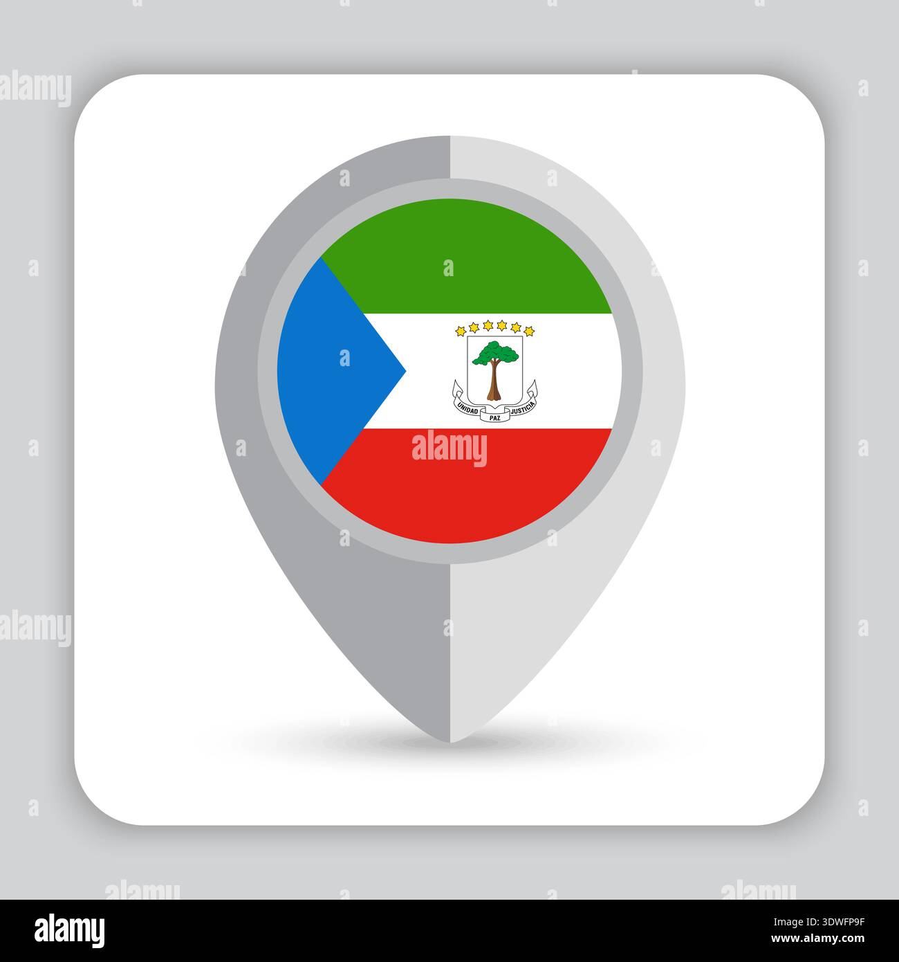 Equatorial Guinea Flag Pin Map Icon Stock Vector