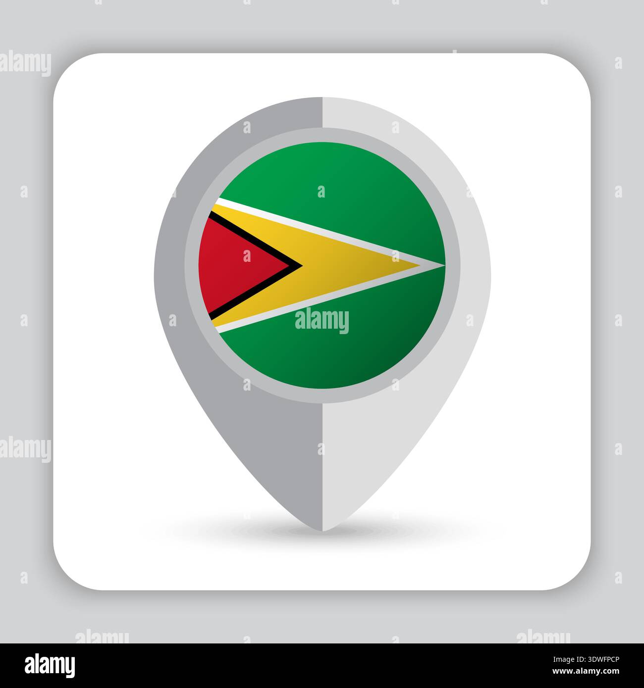 Guyana Flag Pin Map Icon Stock Vector