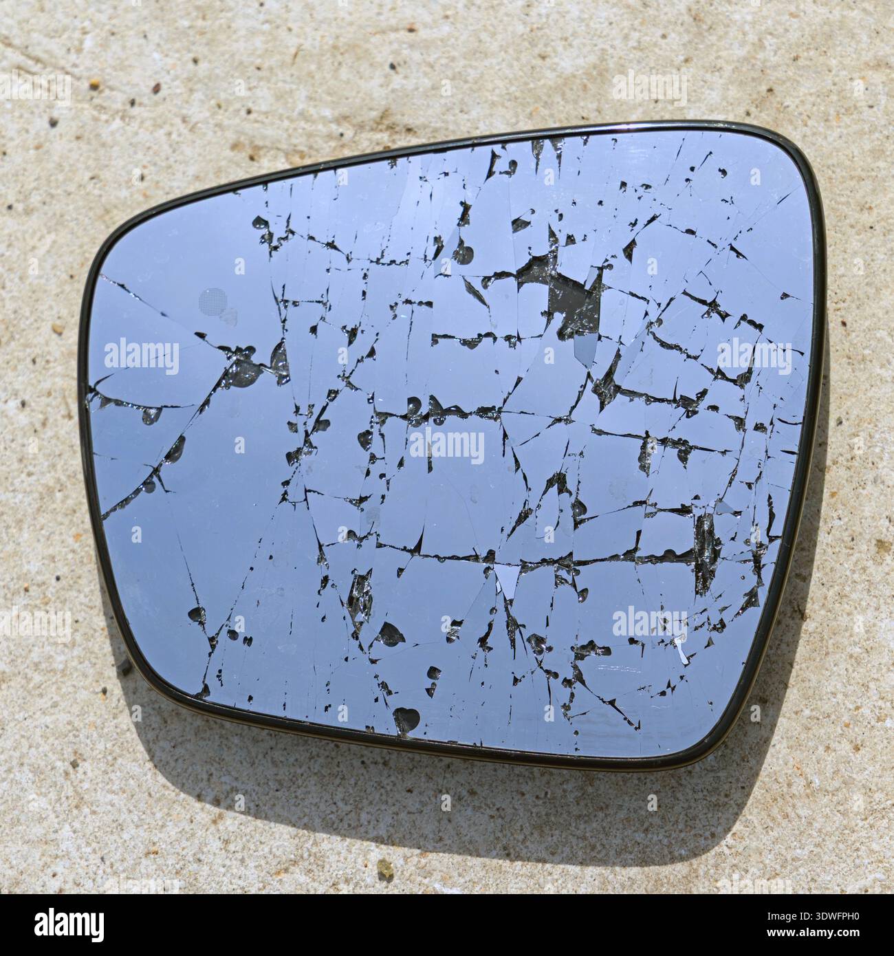 Broken Glass Side View Wing Mirror Vehicle Damage at Concrete Stock ...