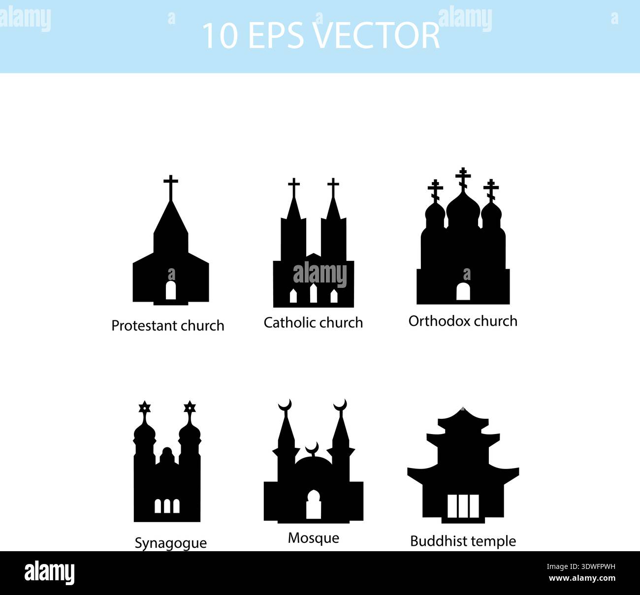 Vector set illustration of temples Stock Vector