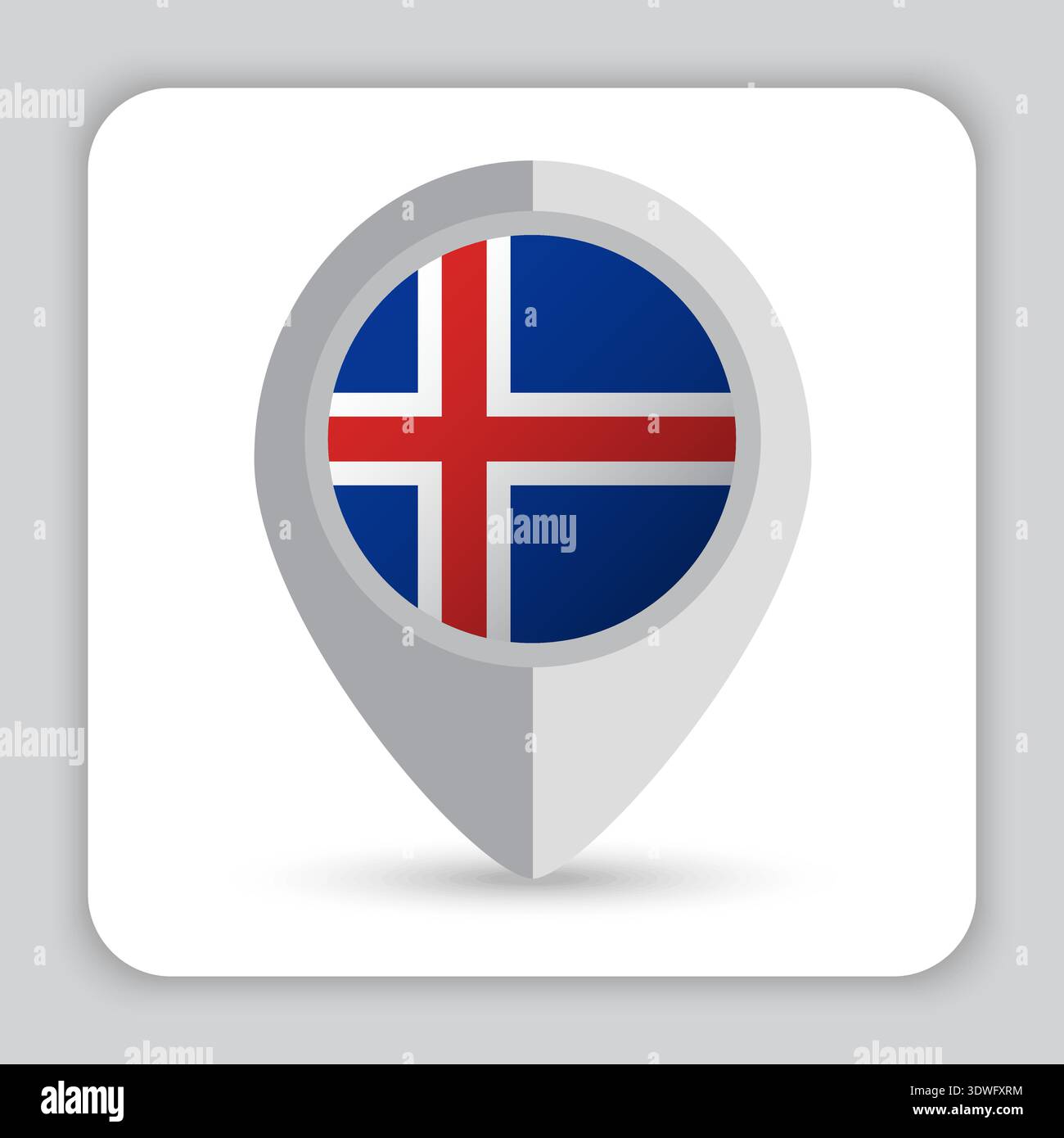 Iceland Flag Pin Map Icon Stock Vector