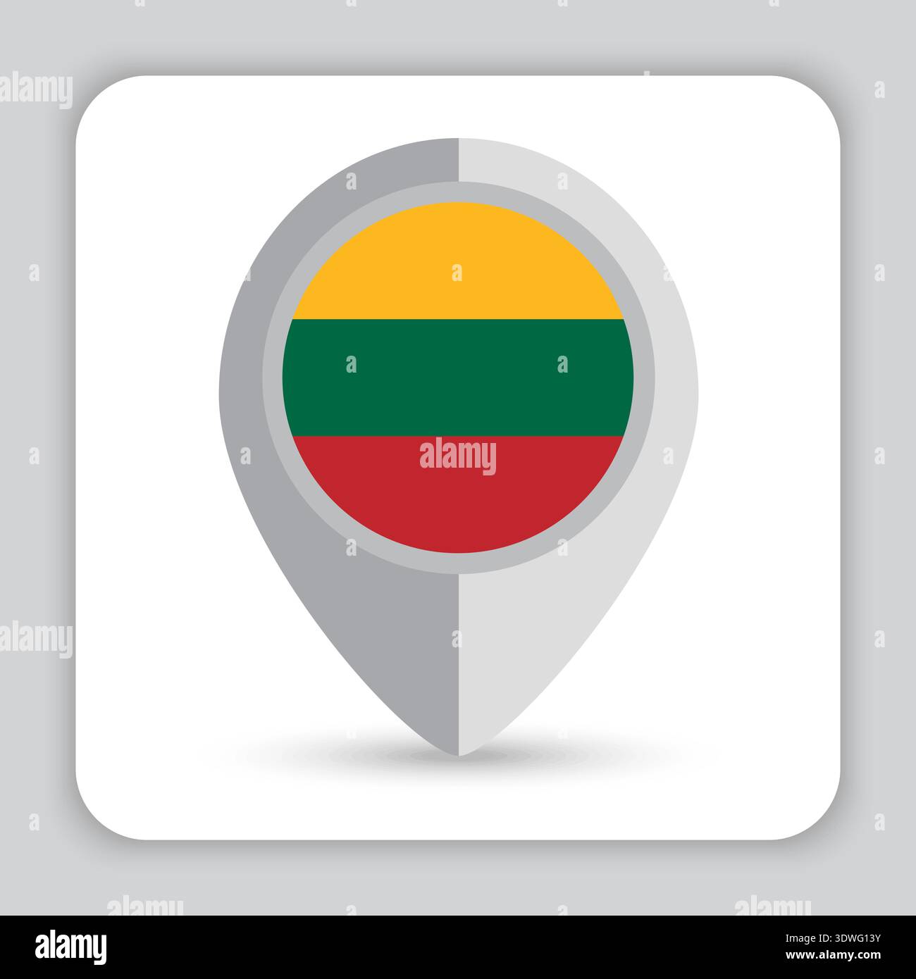 Lithuania Flag Pin Map Icon Stock Vector