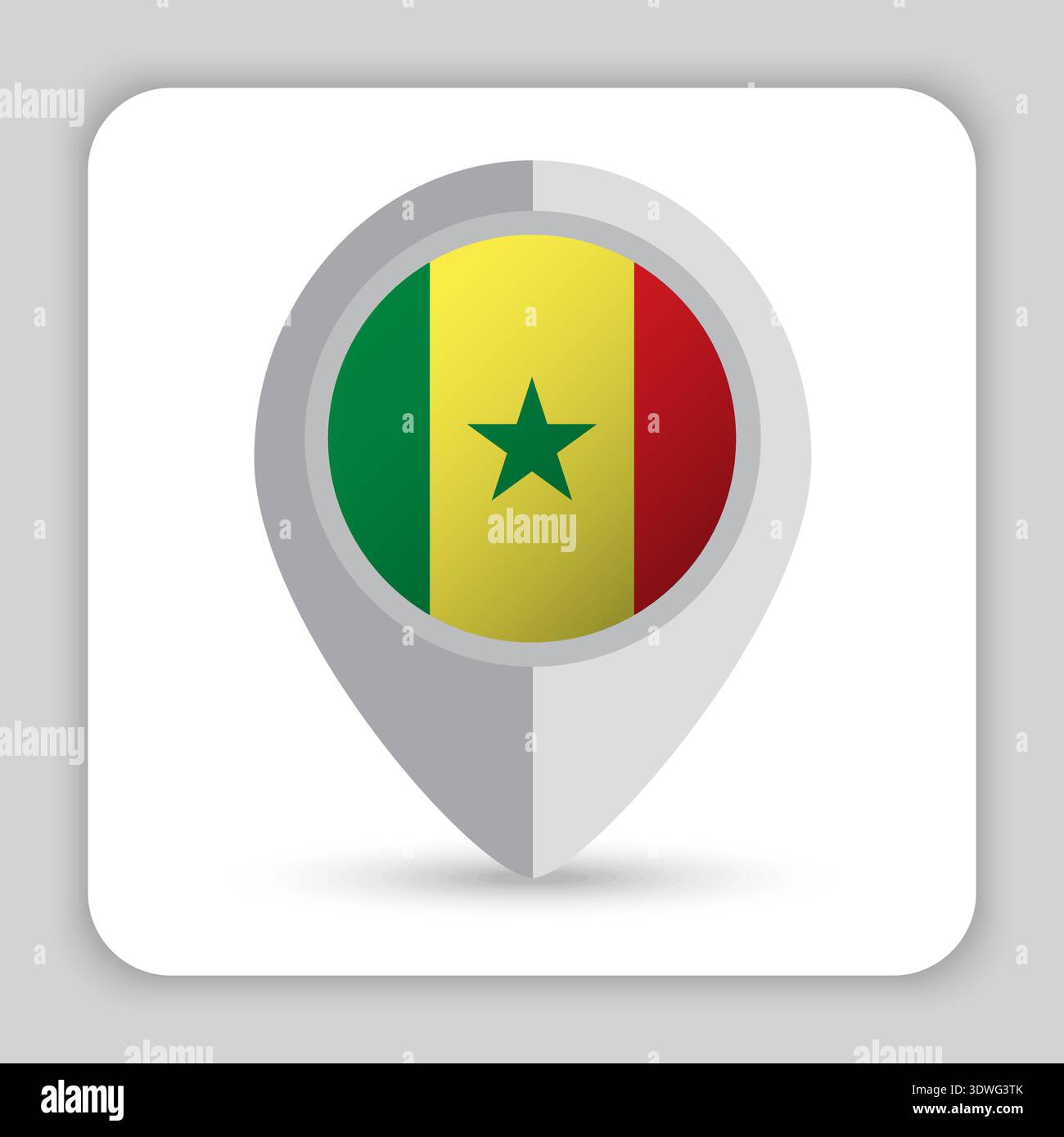 Senegal Flag Pin Map Icon Stock Vector