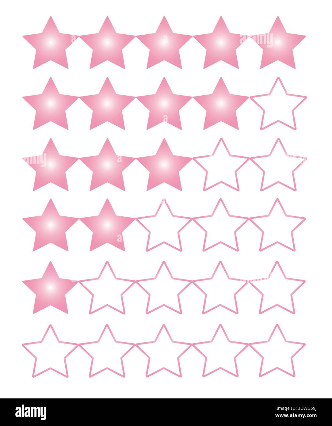 Pink Gradient Star Rating Icons vector Stock Vector