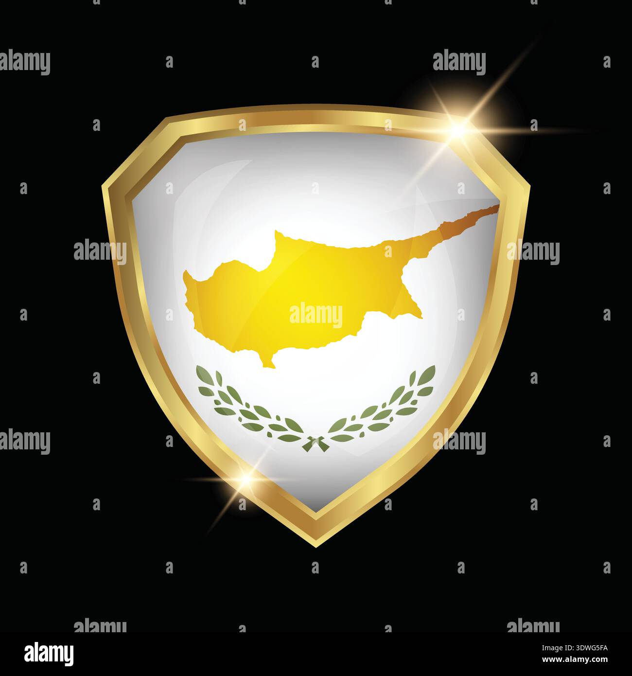 Cyprus Flag Golden Shield Logo Stock Vector