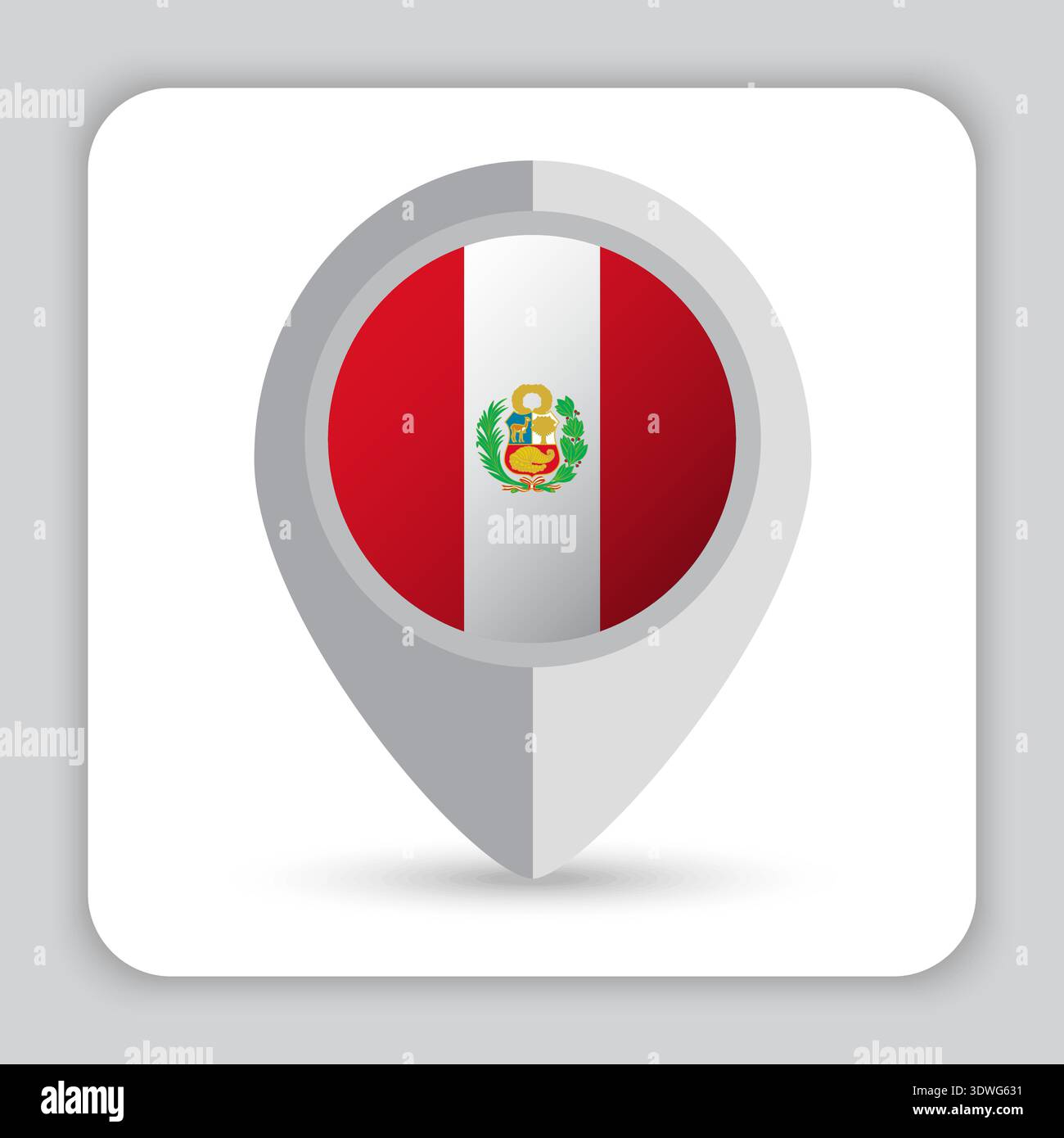 Peru Flag Pin Map Icon Stock Vector