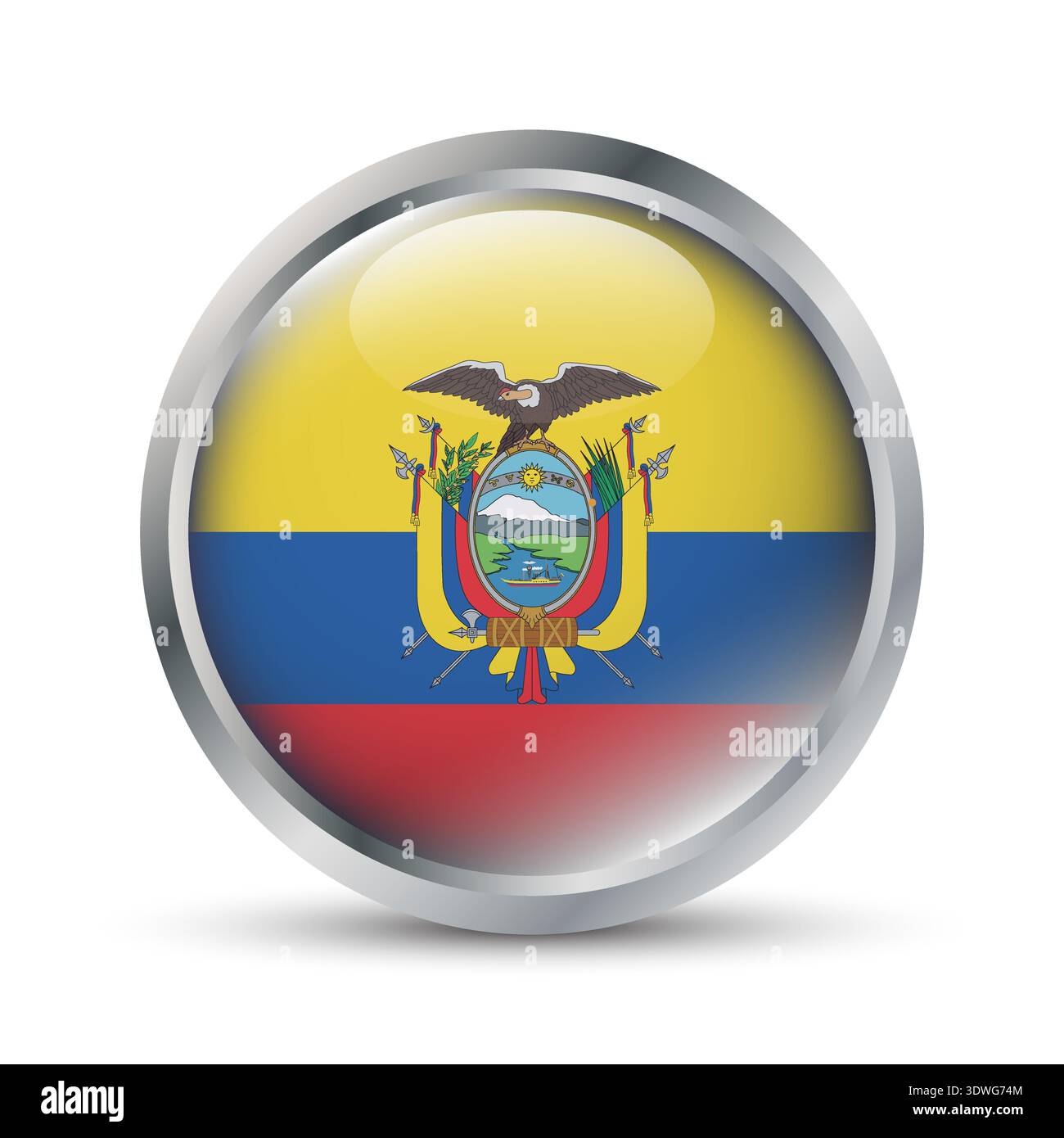 Ecuador Flag 3D Badge Illustration Stock Vector