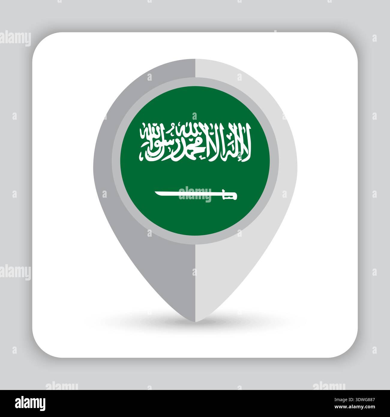 Saudi Arabia Flag Pin Map Icon Stock Vector