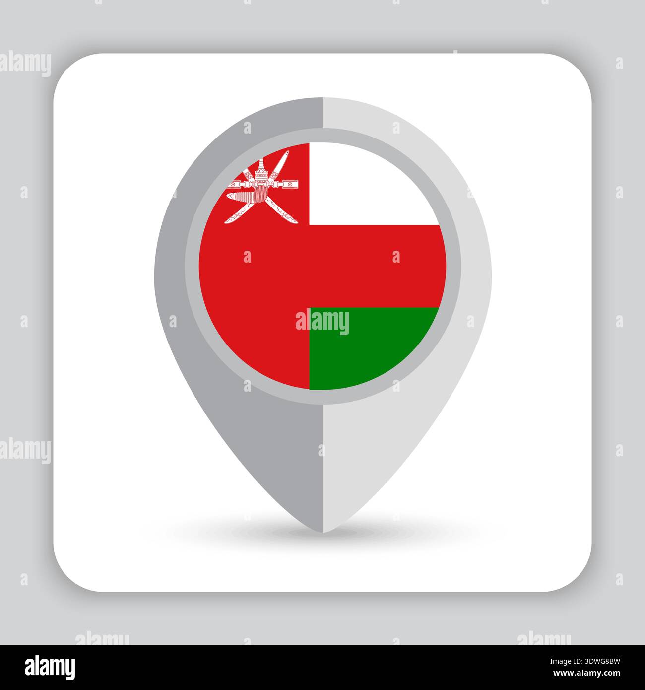 Oman Flag Pin Map Icon Stock Vector