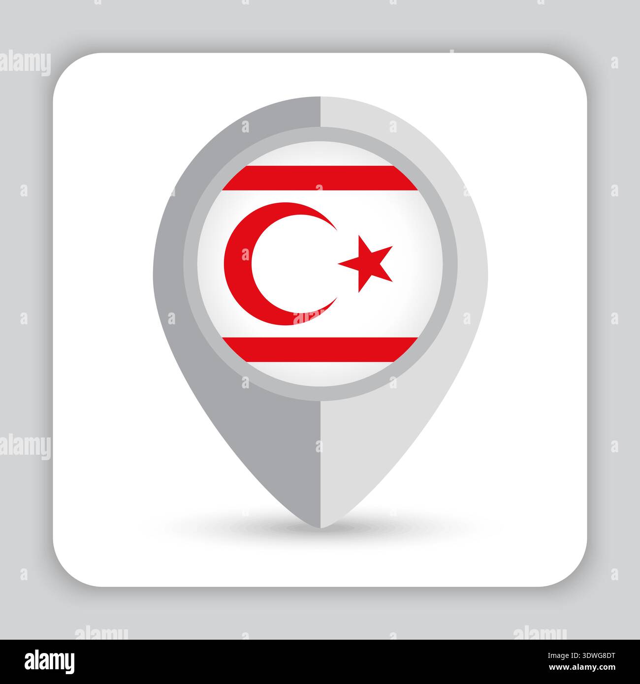 Northern Cyprus Flag Pin Map Icon Stock Vector