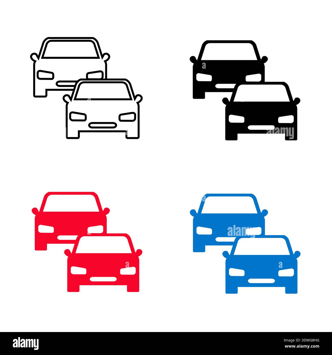 Abstract Two Cars in Line Silhouette Illustration, can be used for business designs, presentation designs or any suitable designs. Stock Vector