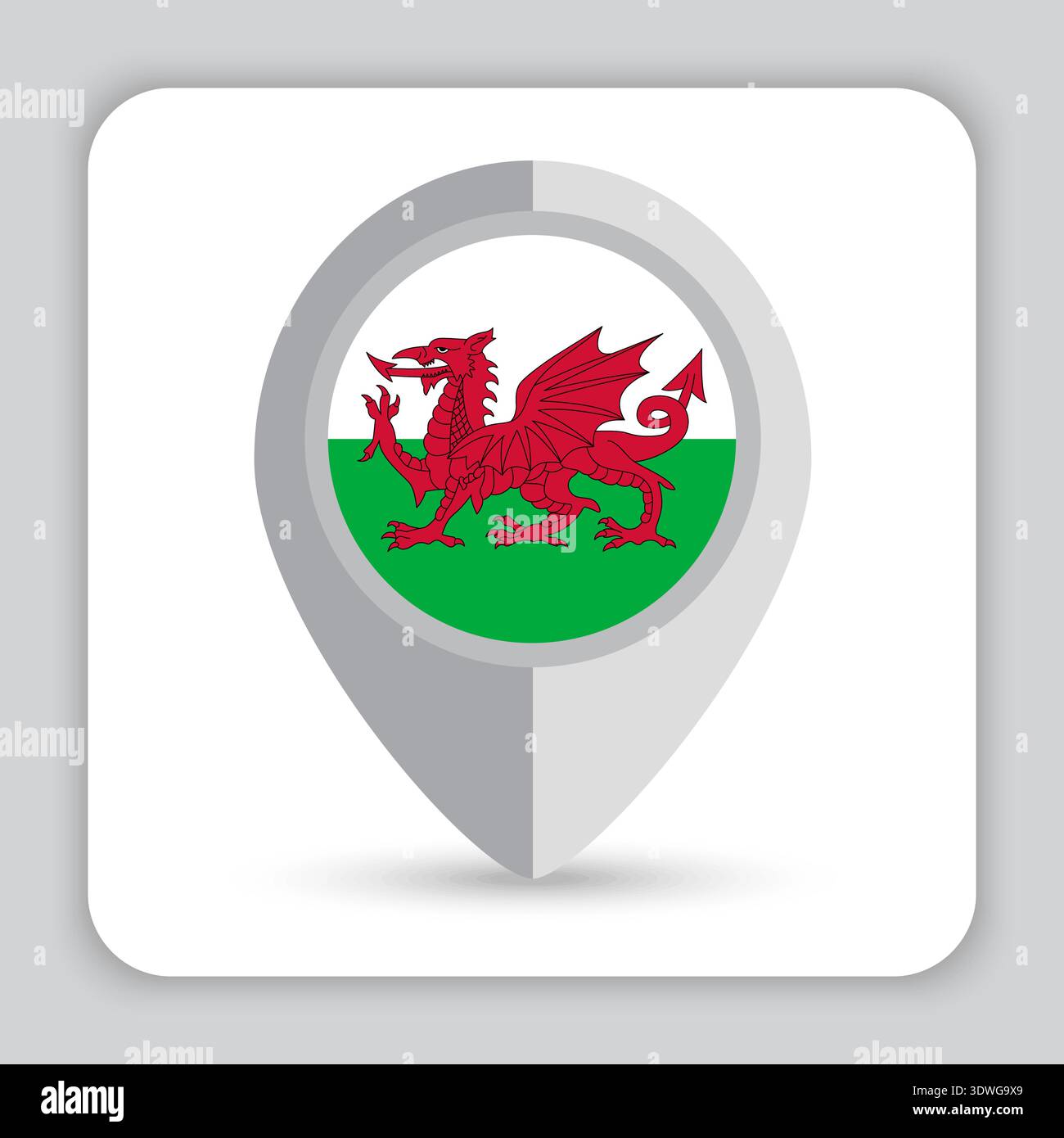 Wales Flag Pin Map Icon Stock Vector