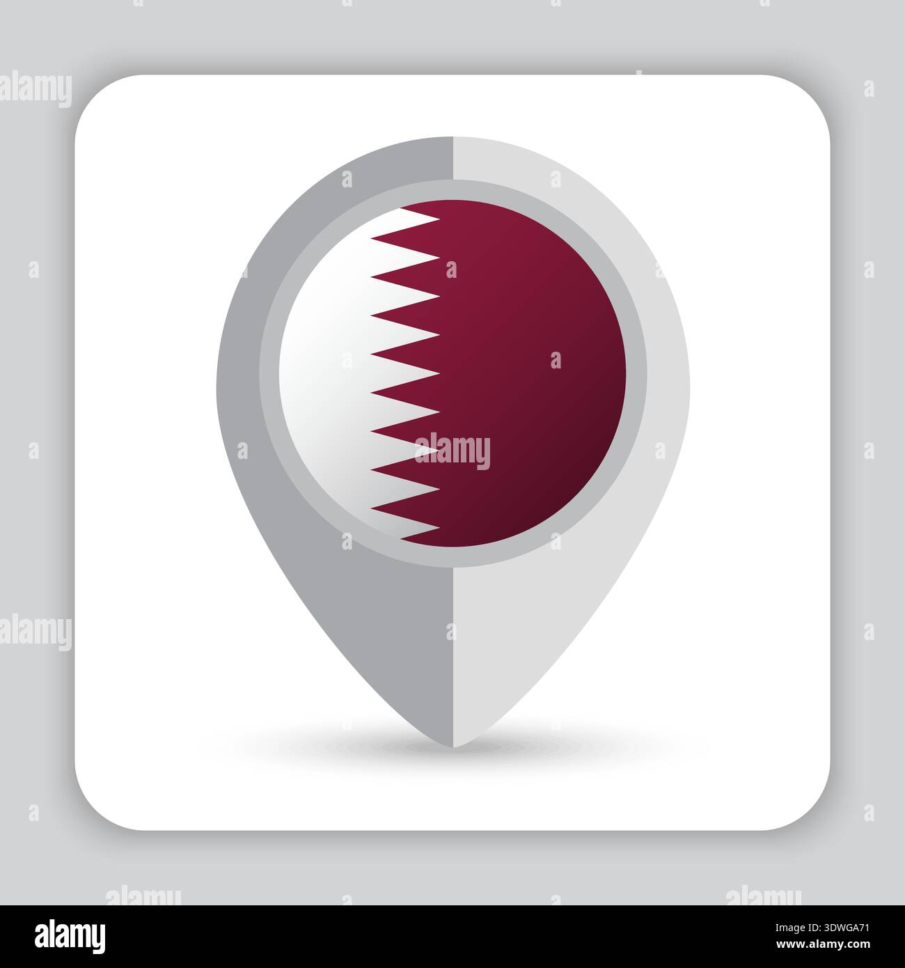 Qatar Flag Pin Map Icon Stock Vector