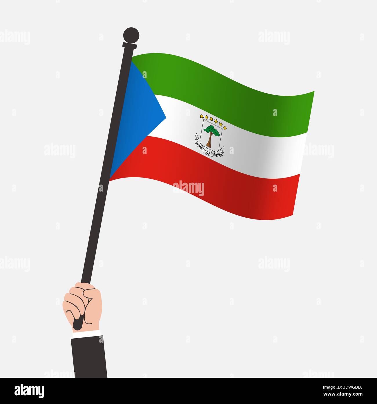 Hand Holding Equatorial Guinea Waving Flag Stock Vector