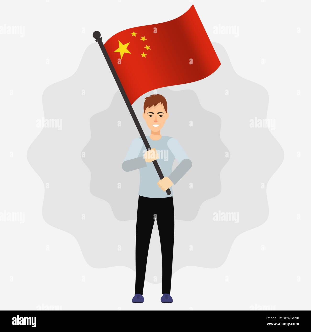 Happy Man Holding China Flag Stock Vector
