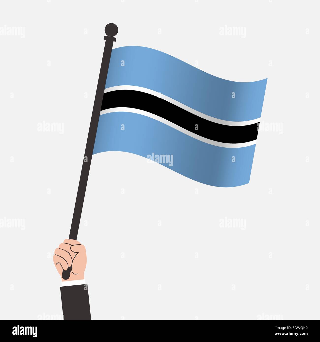 Hand Holding Botswana Waving Flag Stock Vector