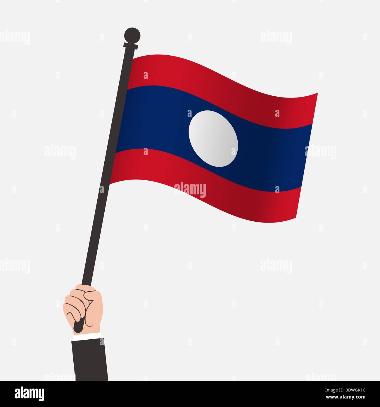 Hand Holding Laos Waving Flag Stock Vector