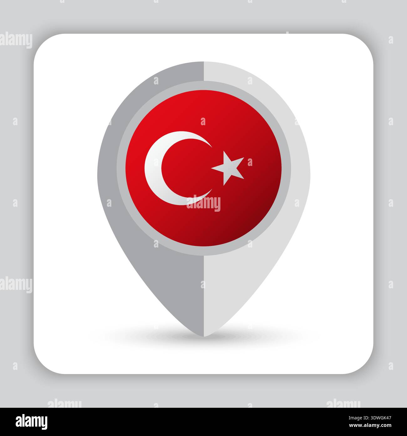 Turkey Flag Pin Map Icon Stock Vector