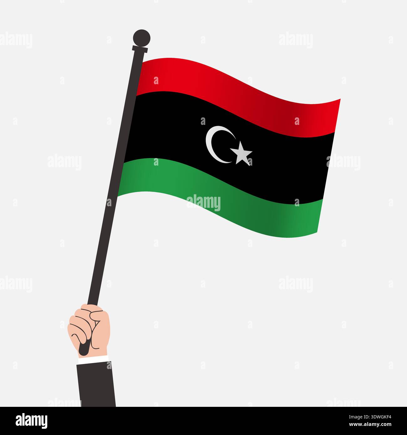 Hand Holding Libya Waving Flag Stock Vector