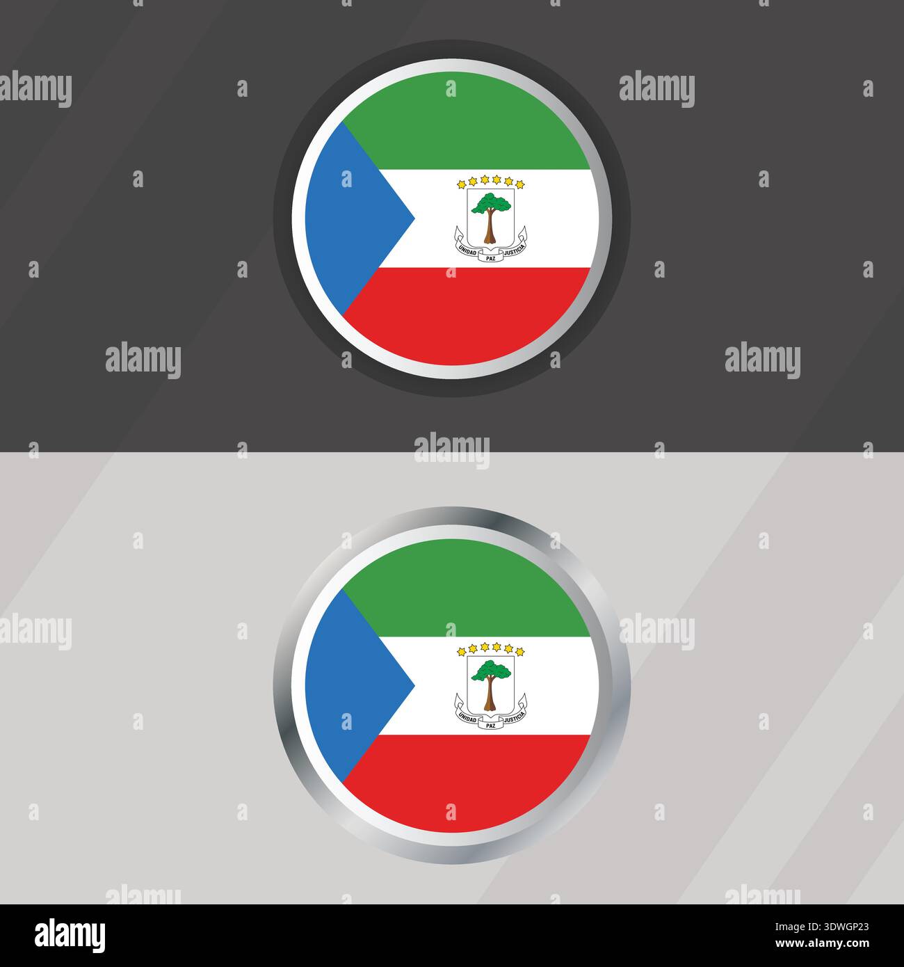 Vector Equatorial Guinea Round Flag Template Stock Vector
